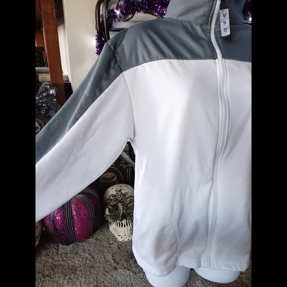 🩶*4/$15* USA Olympic Committee Womens Zip Up Long Sleeve Jacket Light Medium - Picture 6 of 14